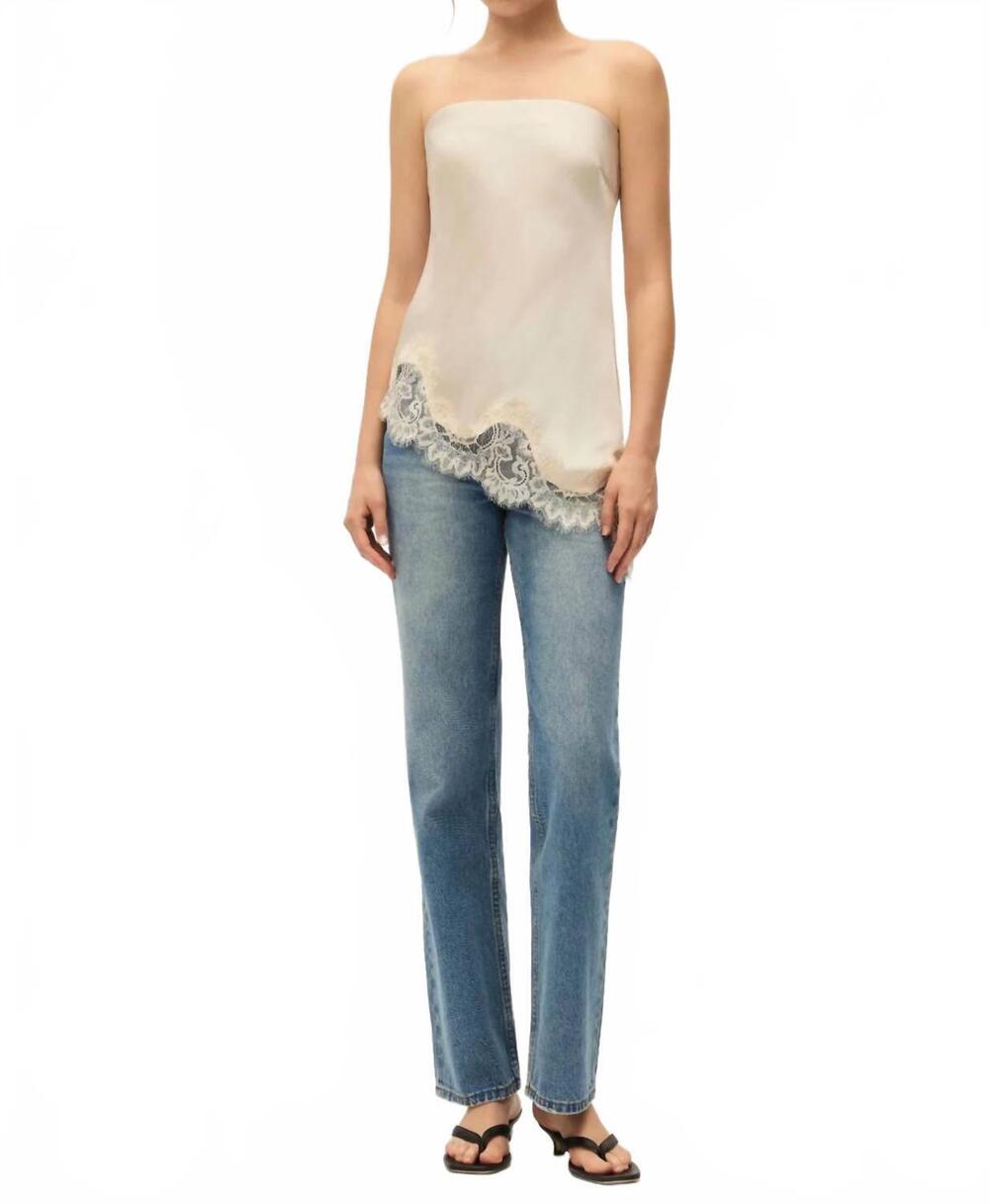 NEW ELODIE lacey strapless satin top in ecru